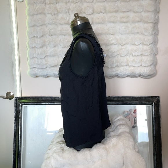 BB Dekota black top blouse with beaded tassels NWOT silky soft inside western - Picture 4 of 10